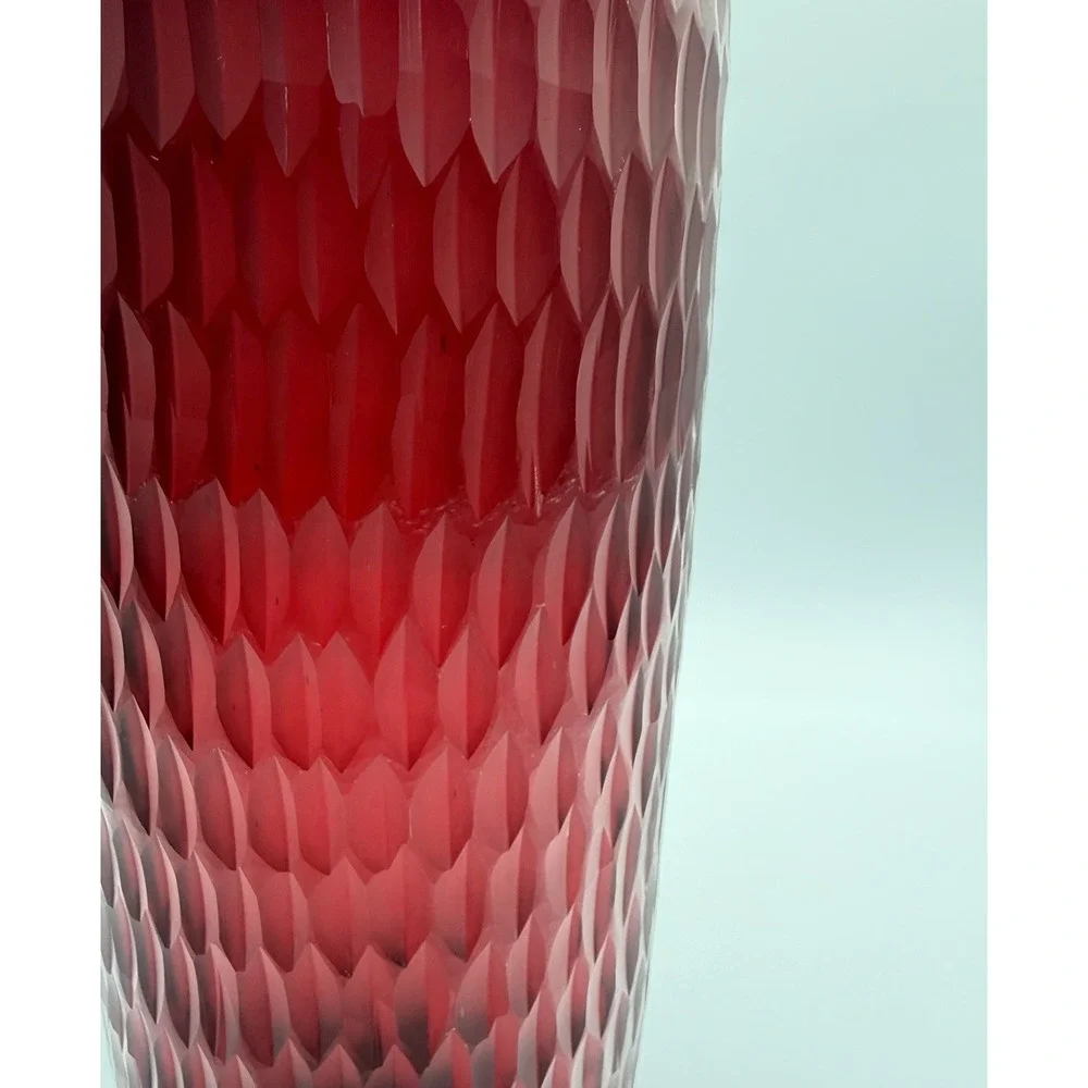 Vintage Ruby Red Flashed Glass Vase Large 15